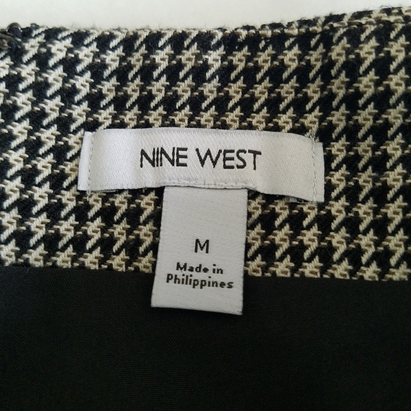Nine West Womens M Ruched Pleated Mini Skirt Asymetric Houndstooth Plaid - Picture 5 of 9